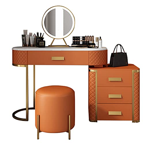 Schminktisch-Set, Schminktisch, Schreibtisch-Set mit LED-Licht, verstellbarer Helligkeitsspiegel, 4 Schubladen und gepolstertem Hocker für Schlafzimmer, Wohnzimmer, Ankleidezimmer, einfach zu Schminktisch-Set, Schminktisch, Schreibtisch-Set mit LED-Licht, verstellbarer Helligkeitsspiegel, 4 Schubladen und gepolstertem Hocker für Schlafzimmer, Wohnzimmer, Ankleidezimmer, einfach zu von sdhgsdgdhsavbxc