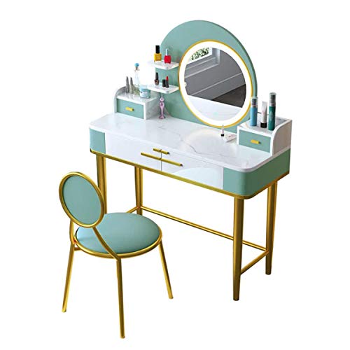 Schminktisch-Set mit 3 Modi, beleuchtetem Spiegelkissen, Hocker, Schminktisch, Schminktisch, Schminktisch mit Schublade, Aufbewahrungsregale für Damen, Kommode, Schreibtischmöbel für Schlafzimmer Schminktisch-Set mit 3 Modi, beleuchtetem Spiegelkissen, Hocker, Schminktisch, Schminktisch, Schminktisch mit Schublade, Aufbewahrungsregale für Damen, Kommode, Schreibtischmöbel für Schlafzimmer von sdhgsdgdhsavbxc