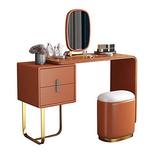 Schminktisch-Set mit Touchscreen, verstellbarer beleuchteter Spiegel mit gepolstertem Hocker, 3 Beleuchtungsmodi, runder Spiegel, Schminktisch, Möbel, 2 Schubladen, einfache Montage, für Schlafzimmer von sdhgsdgdhsavbxc