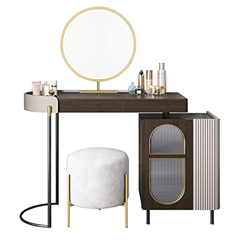 Schminktisch mit Spiegel Hocker Schubladen und Aufbewahrungsschrank Schminktisch Set Schminktisch Kosmetik Kommode Schlafzimmer Badezimmer Möbel B von sdhgsdgdhsavbxc