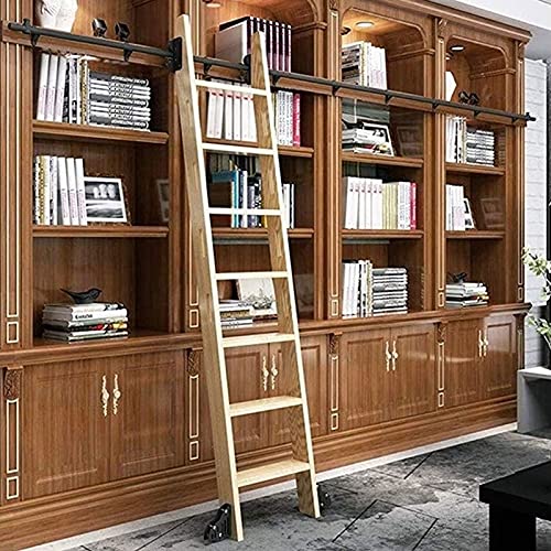 Stehende schwarze Rollschiene für Zuhause, Büro, Bibliothek, Hardware (ohne Leiter), Rundrohrschiene, mobile Leiterschiene mit Bodenrollenrädern für Zuhause/Innen/Dachboden (Größe: 100 cm) (600 cm von sdhgsdgdhsavbxc