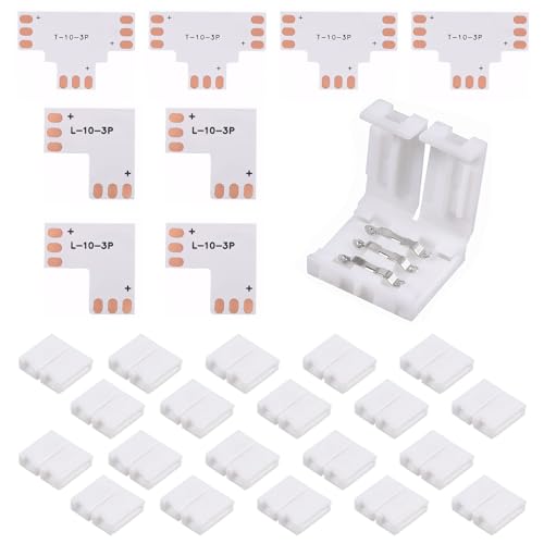 28pcs Led Strip Verbinder,20pcs I Form Led Strip Connector,4pcs L Form Und 4pcs T Form Led Streifen Eckverbinder,3-Pin 10 Mm LöTfreie Led Adapter füR WS2811 WS2812b SK6812 von sdhiiolp