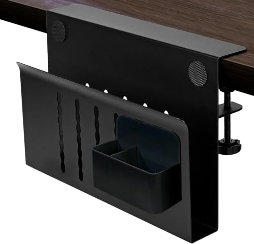 seOSTO Wandhalterung für Laptop Tablet, laptop halterung wandmit Aufbewahrungsbox, Universeller Metall Wandregal für Geräte mit Dicke < 4 cm,Vielseitige Halterung für TV-Box Router E-Reader – Schwarz von seOSTO
