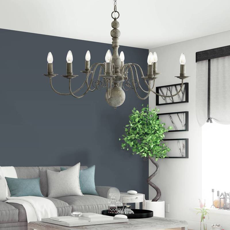 home24 Kronleuchter Greythorne 63 x 59 x 88cm Grau 8 Material: Metall Metallart: Stahl Oberfläche Metall: Lackiert E14 von home24