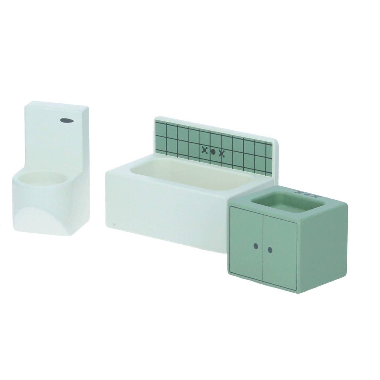 sebra Badezimmer für Puppenhaus Möbel Badewanne Waschtisch Toilette von sebra