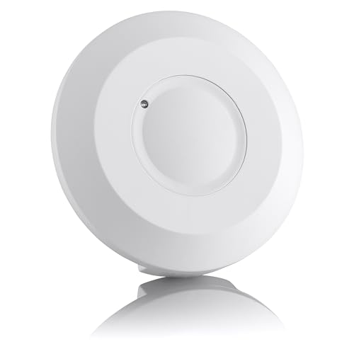 SEBSON® Bewegungsmelder Innen Aufputz - 2er Set - HF Sensor LED geeignet, Decken Montage programmierbar, Bewegungssensor 2-16m/ 360°, 3-Draht Weiß von SEBSON