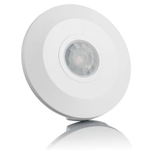 SEBSON® Bewegungsmelder Innen Aufputz - 2er Set - Decken Montage, programmierbar, Infrarot Sensor, Reichweite 6m/ 360°, Bewegungssensor LED geeignet, 3-Draht Weiß von SEBSON