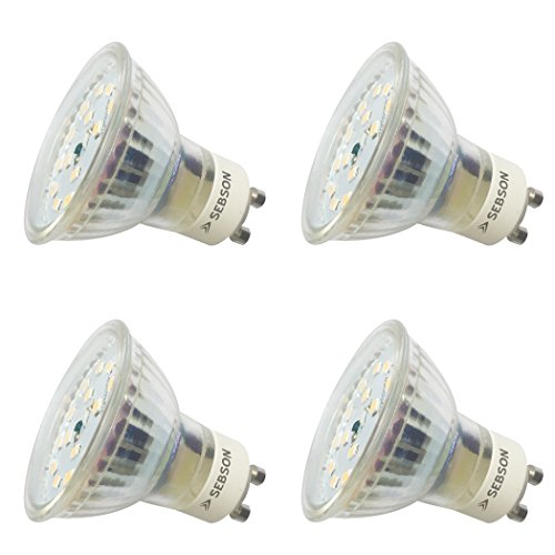 SEBSON® Ra 95 Serie + flimmerfrei, GU10 LED Lampe 5W dimmbar warmweiß, ersetzt 30W, 350lm, 3000K, 230V LED Leuchtmittel, 4er Pack von SEBSON