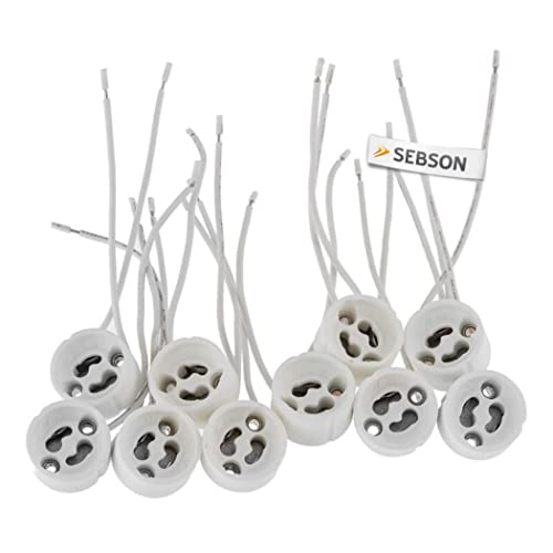 SEBSON GU10 Fassungen für GU10 Leuchtmittel 230V, 10er Set, LED und Halogen Lampen geeignet, Fassungen aus Keramik für Einbaustrahler von SEBSON
