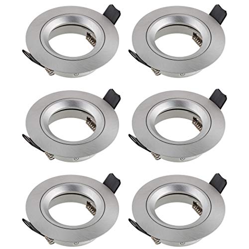 SEBSON Gehäuse für Einbaustrahler mit GU10 Fassung LED Halogen 230V - Einbaurahmen Aluminium, Lochdurchmesser 65mm (min. 60mm, max. 70mm) für Deckenbeleuchtung - 6er Set von SEBSON