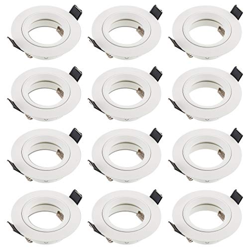 SEBSON Gehäuse für Einbaustrahler mit GU10 Fassung LED Halogen 230V - Einbaurahmen Aluminium Rund, Lochdurchmesser 65mm (min. 60mm, max. 70mm, Deckenbeleuchtung - 12er Set von SEBSON