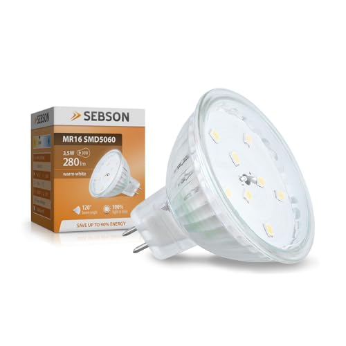 SEBSON LED Lampe GU5.3 / MR16 warmweiß 3.5W, ersetzt 30W Glühlampe, 280 Lumen, MR16 LED 12V DC, LED Leuchtmittel 110° von SEBSON