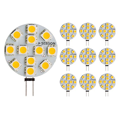 SEBSON LED Lampe G4 warmweiß 3W (2.5W), ersetzt 20W Glühlampe, 200lm, GU4 Stiftsockel 12V DC, Leuchtmittel 130°, 10er Pack von SEBSON