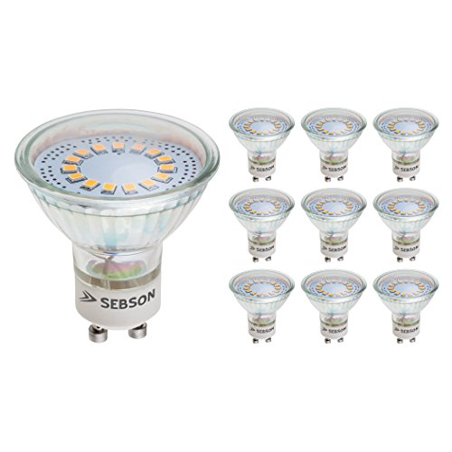 SEBSON LED Lampe GU10 warmweiß 3,5W, ersetzt 30W Halogen, 300 Lumen, GU10 LED Strahler 230V, LED Leuchtmittel 110°, 10er Pack von SEBSON