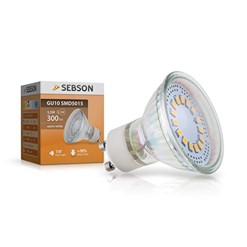 SEBSON LED Lampe GU10 warmweiß 3,5W, ersetzt 30W Halogen, 300 Lumen, GU10 LED Strahler 230V, LED Leuchtmittel 110° von SEBSON