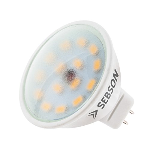 SEBSON LED Lampe GU5.3 / MR16 warmweiß 5W, ersetzt 35W Glühlampe, 380 Lumen, MR16 LED 12V DC, LED Leuchtmittel 110° von SEBSON