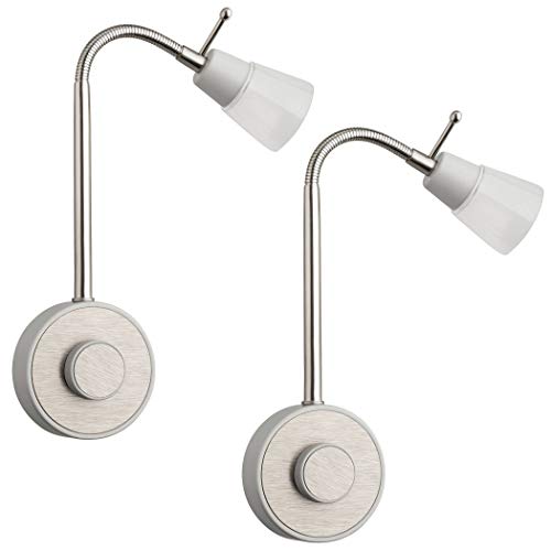 SEBSON LED Steckdosenlampe dimmbar - 2er Set - Leuchte für die Steckdose 2W, Steckerleuchte mit Schwanenhals flexibel warmweiß 2700K - Leselampe, Nachtlicht von SEBSON