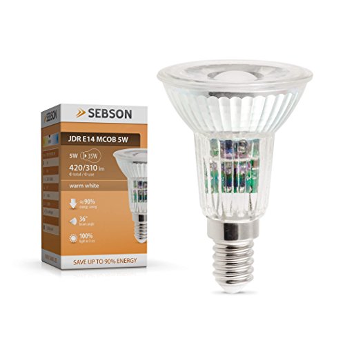 SEBSON® E14 LED 5W COB Lampe - vgl. 50W Halogen - 420 Lumen - warmweiß - LED Spot 46° - 230V von SEBSON