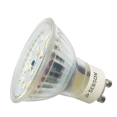 SEBSON GU10 LED Lampe 5W dimmbar warmweiß, Ra95 flimmerfrei ersetzt 30-35W Halogen, 3000K, 230V LED Leuchtmittel, Deckenlampe ø50 x 57mm von SEBSON