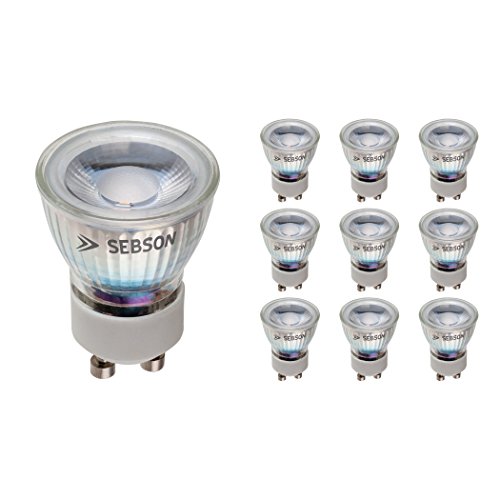 SEBSON LED Lampe GU10 warmweiß 3W, ersetzt 25W Halogenlampe, 35mm Durchmesser, 250lm, Spot 46°, 230V, 10er Pack von SEBSON