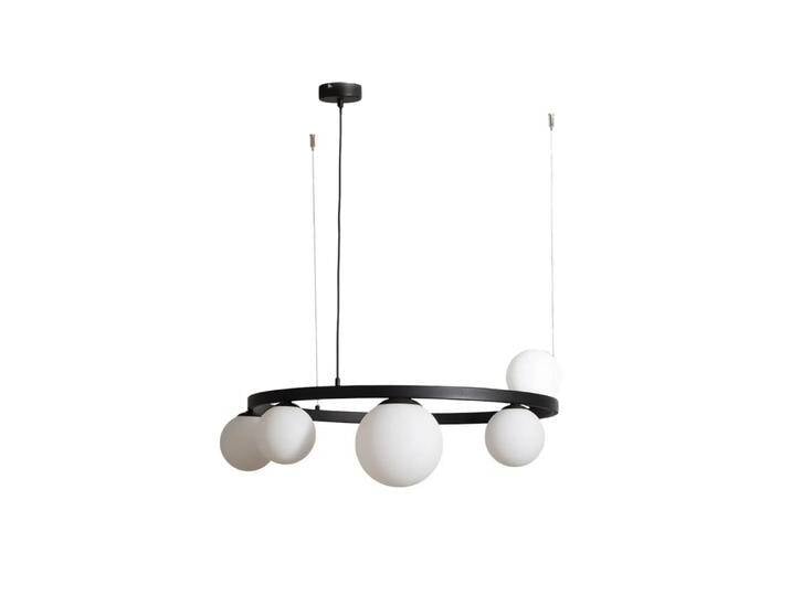 B-Ware Aldex Hängeleuchte Garda 5 Hängelampe Deckenlampe Ring Metall Glas 5 Fl. Schwarz B-Ware von second-circle