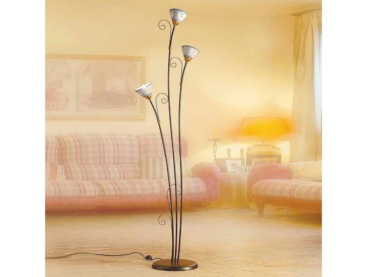 B-Ware B-Ware Ceramiche Stehleuchte Liberty Standleuchte Lampe Leuchte 3 Flg. E14 Weiß/Bronze von second-circle