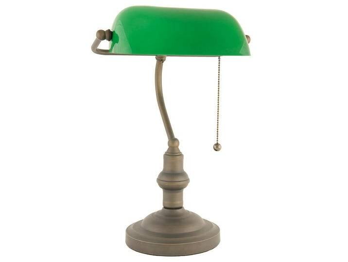 B-Ware Clayre&Eef Bankerlampe Tischlampe Tischleuchte Büroleuchte E27 Antikbraun Grün B-Ware von second-circle
