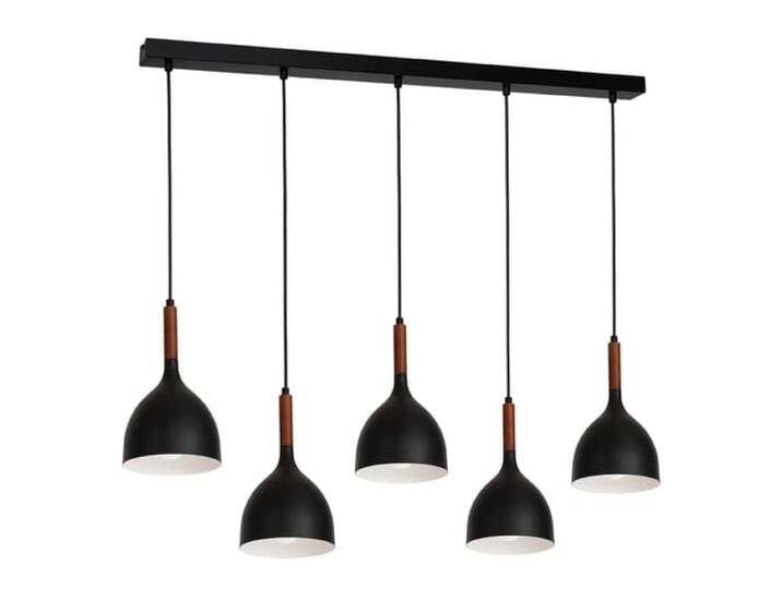 B-Ware Euluna Hängeleuchte Noak Pendelleuchte Deckenlicht E27 5 Flg Lang Schwarz Holz B-Ware von second-circle