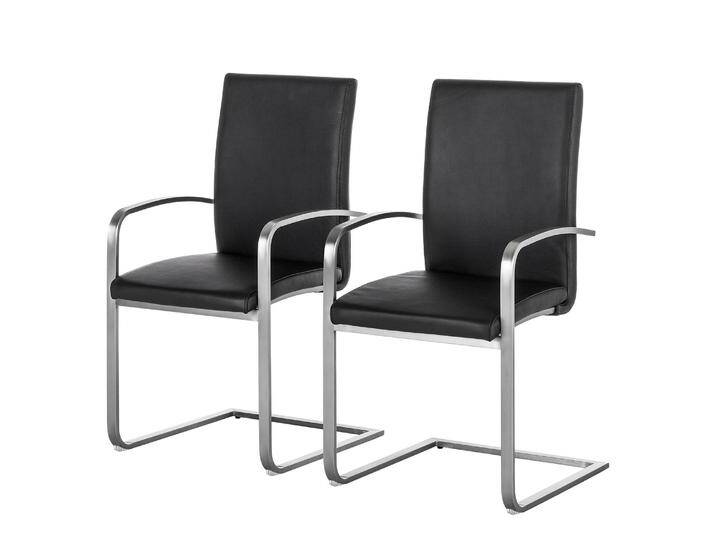 B-Ware Fredriks Freischwinger Augusta I 2er Set Echtleder Aude: Schwarz Esszimmerstuhl B-Ware von second-circle