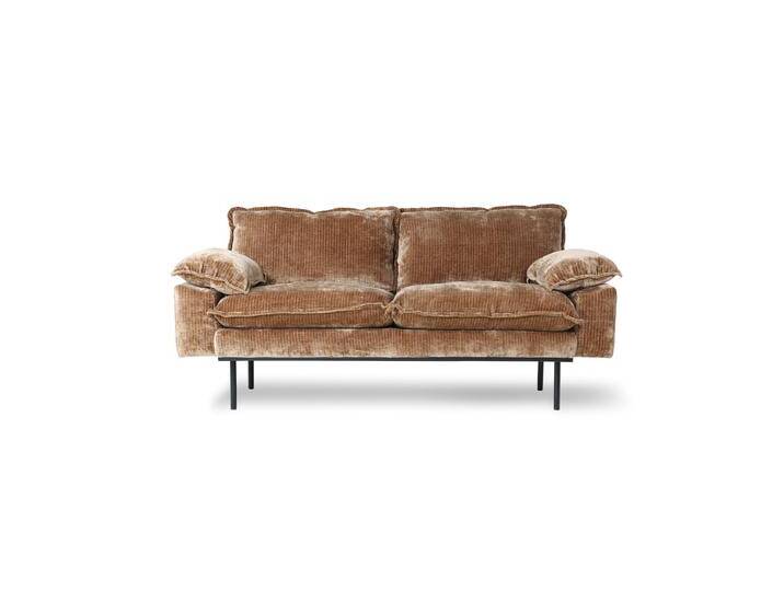 B-Ware H Kliving Sofa Polstersofa Retro 2 Sitzer Samt Cord Aged Gold Couch Möbel B-Ware von second-circle