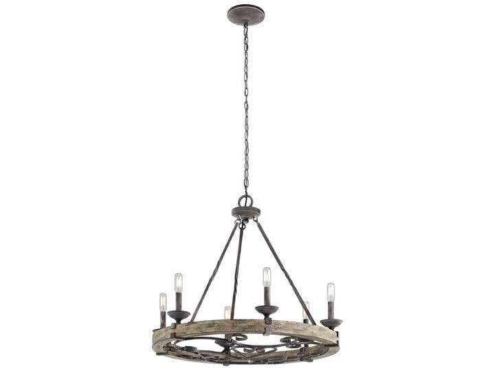 B-Ware Kichler Taulbee Kronleuchter Hängelampe Leuchte Verwittertes Zink 6 Flammig B-Ware von second-circle