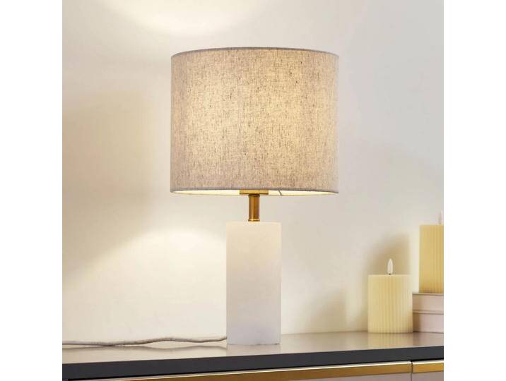 B-Ware Lindby Tischlampe Alabaster Tischleuchte Leuchte Weiß/Beige ø 25cm Marmor E27 B-Ware von second-circle