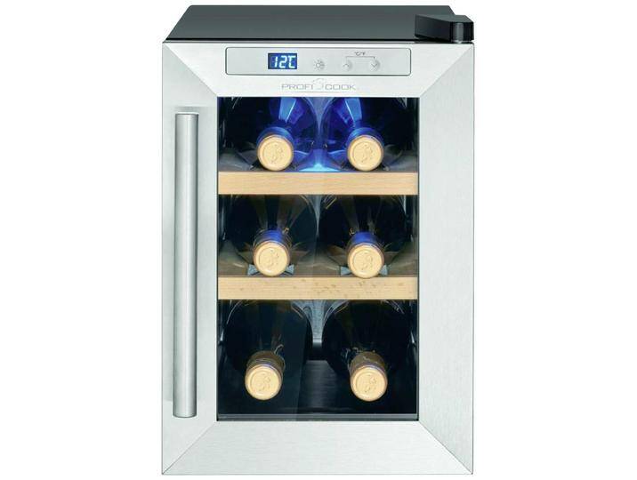 B-Ware Profi Cook Glaskühlschrank Weinkühlschrank Kühlschrank 17 Liter Inox Schwarz von second-circle
