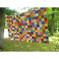 Handgefertigte Patchworkdecke King Size Baumwollbettwäsche in Warmen Erdtönen | 99x108 von secondsanctuary