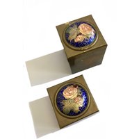 Special Offer Vintage Set Aus Zwei Floralen Emaille Messing Schmuckschachteln/Metall Zierdosen von secreteyesonly