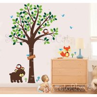 Kinderzimmer Wand Aufkleber - Wandtattoo Wald-Freunde-Aufkleber Wald Kinder-Aufkleber Baum Dekor Braun-Baum von secretofthecat