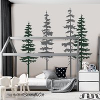 Tannenbaum Wandtatz, 4Er Set, Wandsticker Kinderzimmer, Wald Wandbild, Waldszene Aufkleber, Kinderzimmer von secretofthecat