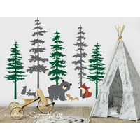 Wandsticker Kinderzimmer, Tannenwald Wandsticker, Baum Wandtatko, Wald Waldszene Aufkleber, Kinderzimmer von secretofthecat