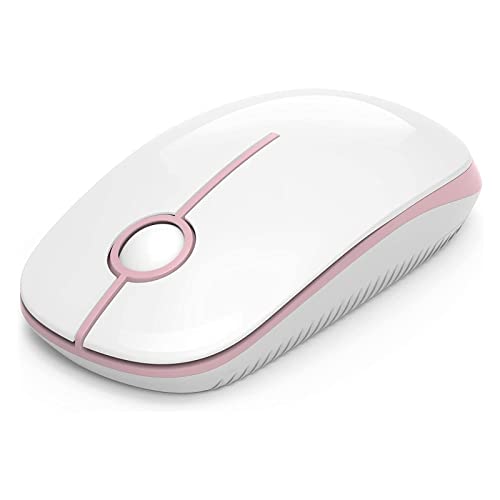 seenda Kabellose Maus, 2.4 G Silent Mouse mit USB-Empfänger, 18 Monate Akkulaufzeit, 1600 DPI Präzisions-tragbare Wireless Mouse für Windows/Mac/Linux mit USB-Anschlüssen, Rosa und Weiß von seenda