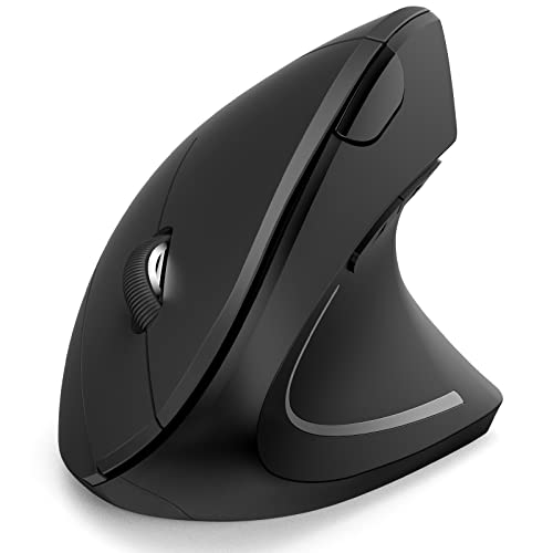 Kabellose vertikale ergonomische Maus für Multi-Devce, USB und Dual Bluetooth Mäuse wiederaufladbar leise kompatibel mit PC, Computer, Laptop, MacBook, iMac, Tablet, Smartphone, Schwarz von seenda