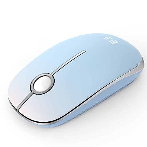 Seenda Kabellose Maus, 2.4 GHz, hohe Kompatibilität, geräuschlose Mäuse, 18 Monate Akkulaufzeit, 1600 hohe DPI-Präzision, glatte Maus für PC, Tablet, Cyan-Farbverlauf, Weiß von seenda