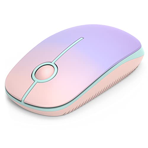 Seenda Kabellose Maus, 2.4 GHz, hohe Kompatibilität, geräuschlose Mäuse, 18 Monate Akkulaufzeit, 1600 hohe DPI-Präzision, glatte Maus für PC, Tablet, Pink-Farbverlauf, Violett von seenda