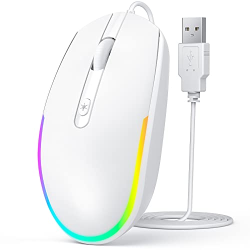 seenda Maus mit Kabel, PC Computermaus mit Kabel, 1600 DPI USB Maus Kabelgebunden für Laptop/PC/Computer/Mac - Weiß von seenda