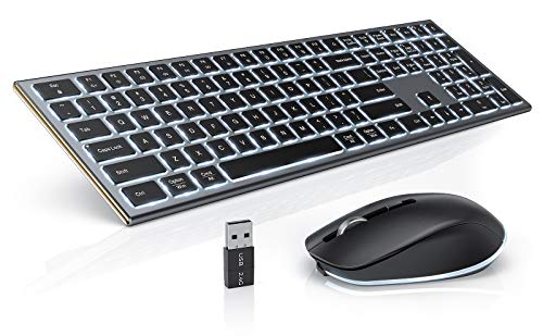 seenda kabellose Tastatur und Maus mit Hintergrundbeleuchtung für Mac, wiederaufladbar, leise, kabellose Tastatur und Maus in voller Größe, kompatibel mit Mac OS, Windows 7/8/10, MacBook Air/Pro, von seenda