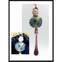Porzellan Mädchen Mit Lampwork Torso Und Deep Purple Glas Tropfen Assemblage Art/Ornament Puppe von seespotrun5