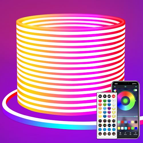 segrass 20m Neon Led strip，APP Steuerung,mit Fernbedienung, IP65 wasserdichte flexible Neon LED Streifen, 24V Rgb LED band Neon Seil Lampe, anwendbar auf Schlafzimmer, Raum und Außendekoration von segrass