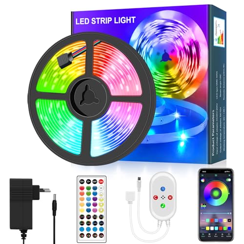 segrass Led Strip 10m, LED Streifen Sync mit Musik,Rgb Led Band mit Fernbedienung/AppSteuerung,Farbwechsel,SMD 5050,Lichtband Leiste für Schlafzimmer,Party,Küche,Schmücken von segrass