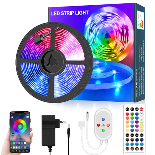 segrass Led Strip 10m, LED Streifen Sync mit Musik,Rgb Led Band mit Fernbedienung/AppSteuerung,Farbwechsel LED Lichterkette mit 16 Mio,SMD 5050,Lichtband Leiste für Schlafzimmer,Party,Küche,Schmücken von segrass