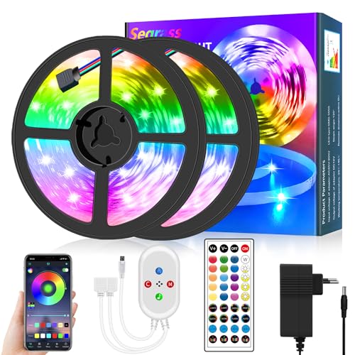 segrass Led Strip 30m, LED Streifen Sync mit Musik,Rgb Led Band mit Fernbedienung/AppSteuerung,Farbwechsel,SMD 5050,Lichtband Leiste für Schlafzimmer,Party,Küche,Schmücken(2 Rollen von 15m) von segrass