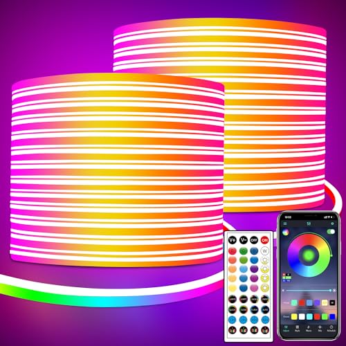segrass Neon Led strip 30m mit Fernbedienung APP Steuerung IP65 wasserdichte flexible Neon Rgb LED Streifen 24V LED Neon band strip anwendbar auf Schlafzimmer Raum und Außendekoration(2 Rolls of 15M) von segrass